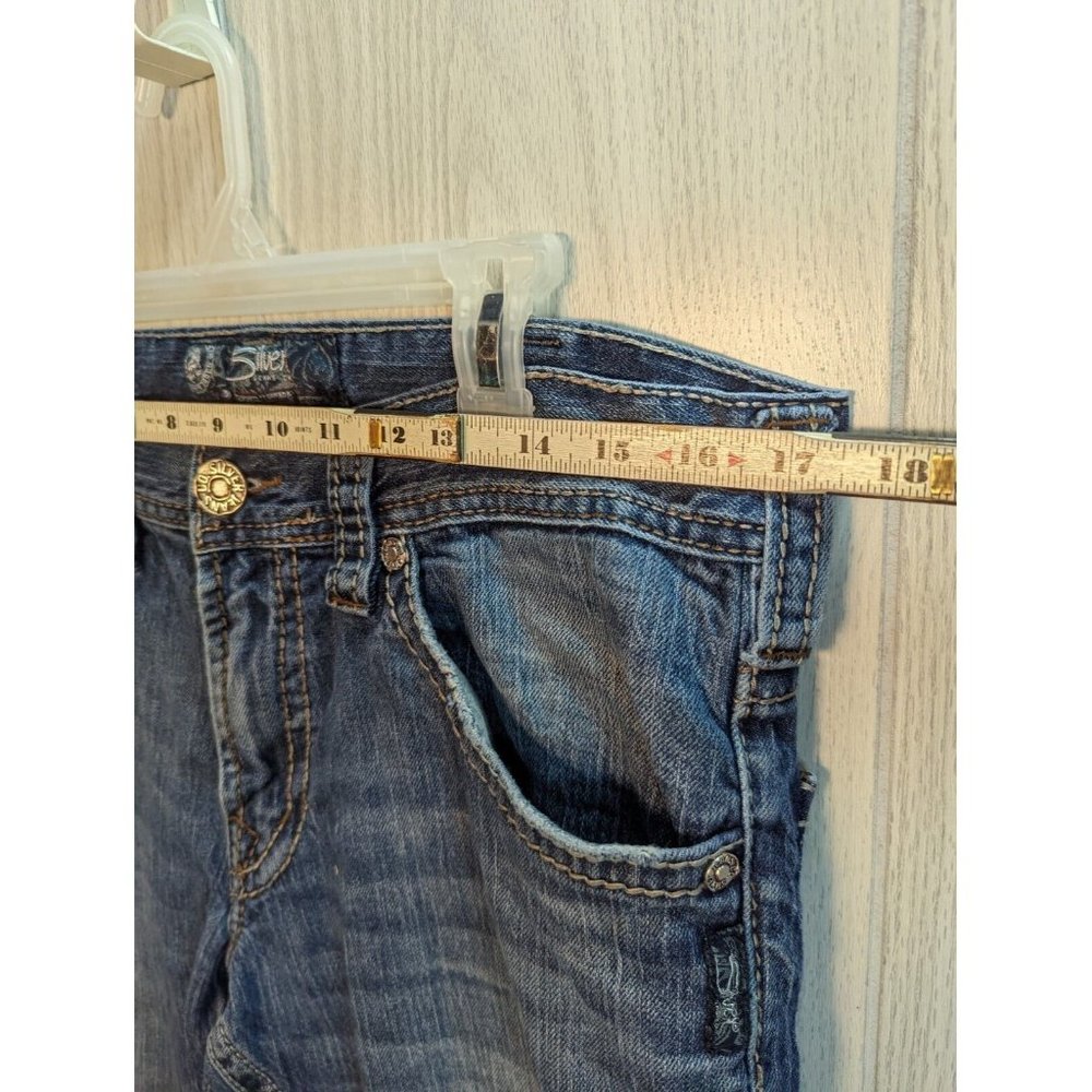 MENS SILVER ZAC FLAP Pockets Mens 33 x 30 Blue Jeans Denim Thick Stitch **34x30 - Picture 9 of 11